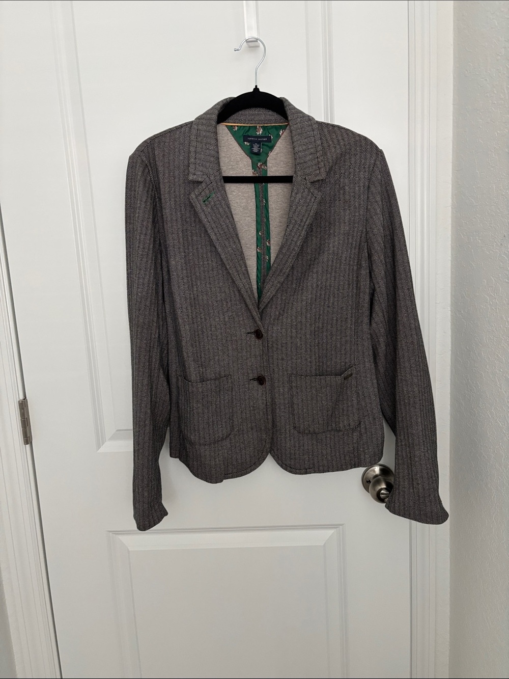 Tommy Hilfiger Gray Pinstripe Blazer with Green Lining